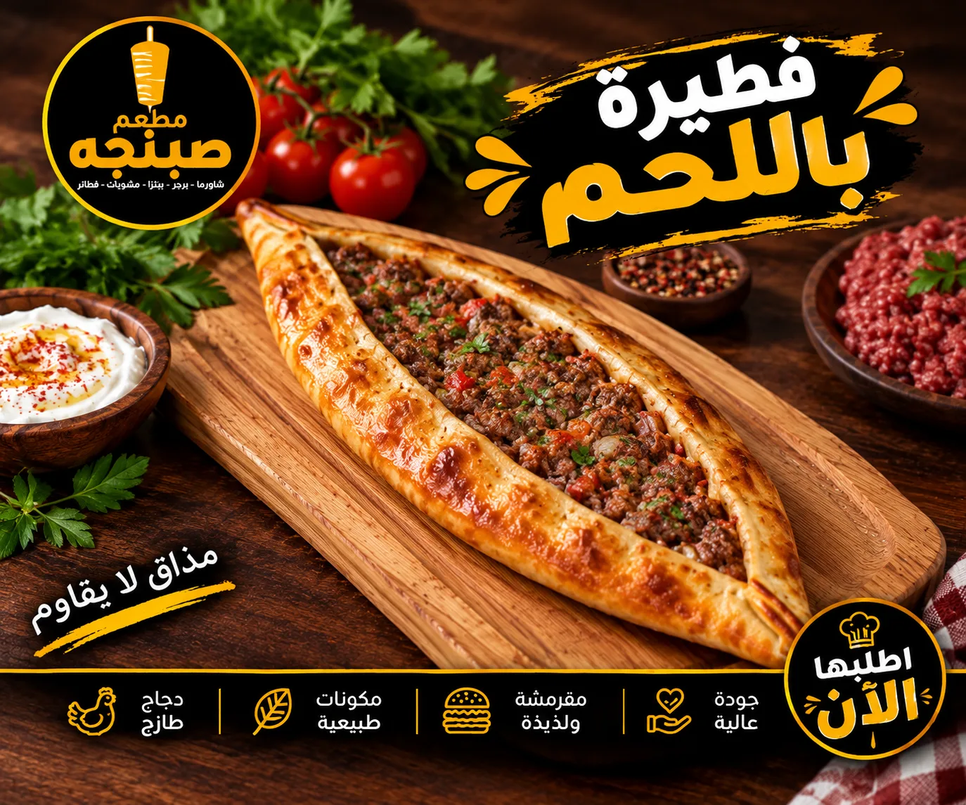 فطيرة لحم طازج